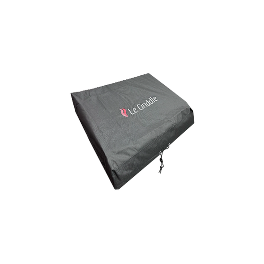 Black griddle cover with 'Le Griddle' branding on a white background