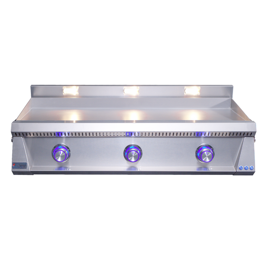 OML105P3 griddle front image with all lights on