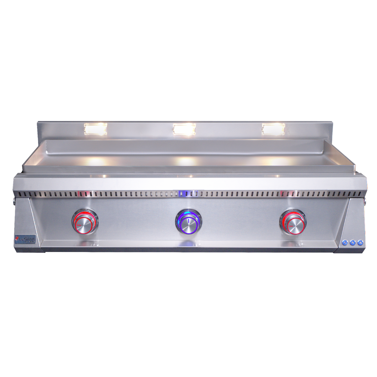 OML105P6 Griddle front image with leds and halogen lights on