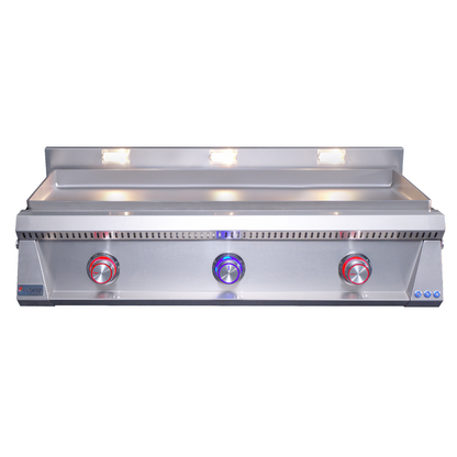 OML105P6 Griddle front image with leds and halogen lights on