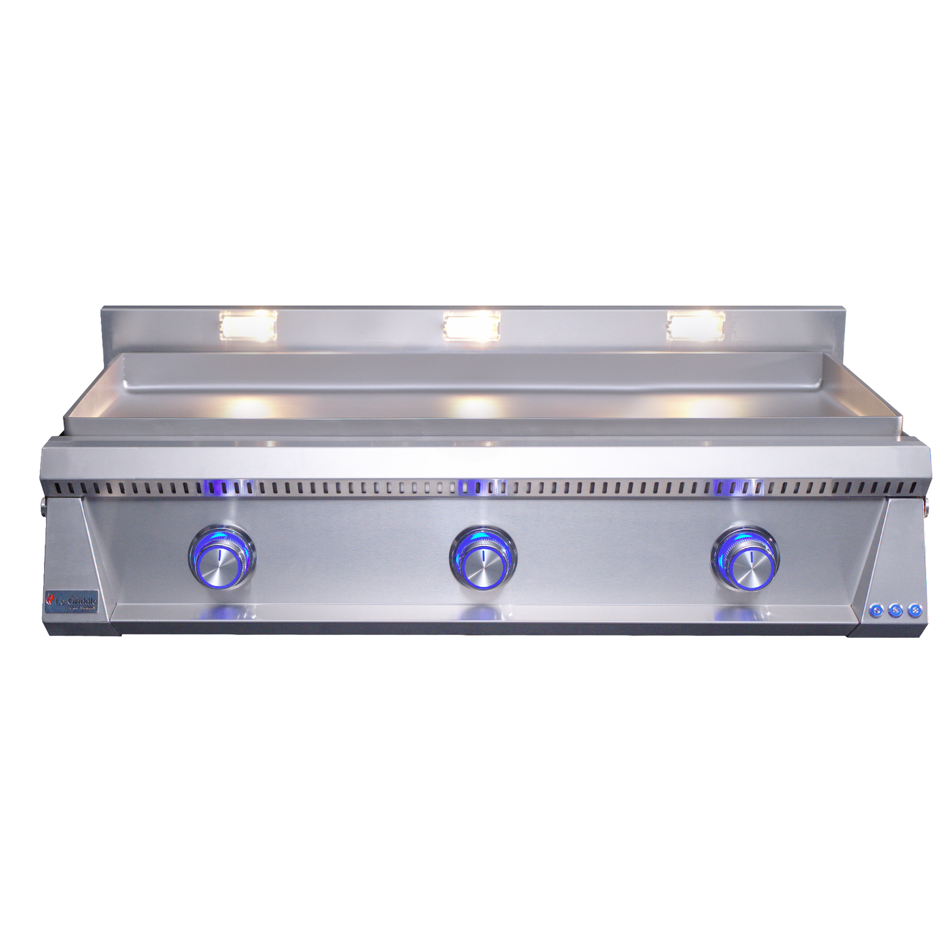 OML105P6 Griddle front image with blue leds and halogen lights on