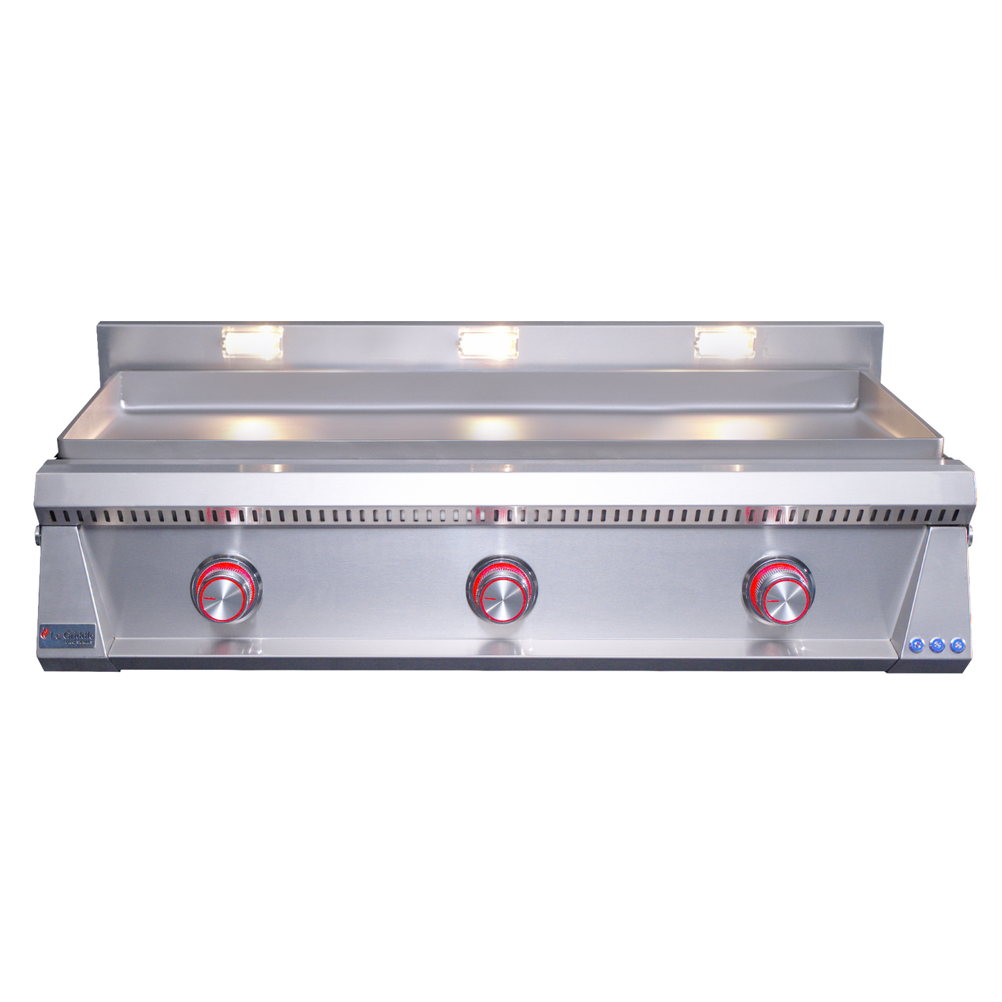 OML105P6 Griddle front image with red leds and halogen lights on